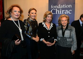 Photo: Princess Ira Furstenberg, Her Majesty Farah Pahlavi, Dominique Ouattara, First Lady of Cote d'Ivoire, Mrs. Bernadette Chirac and Cyril Bailleul